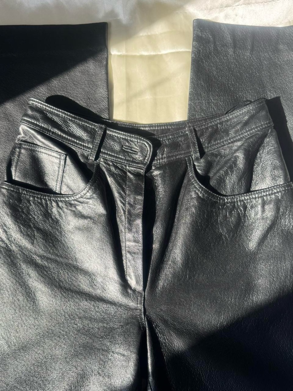 Black Leather High-Waist Pants